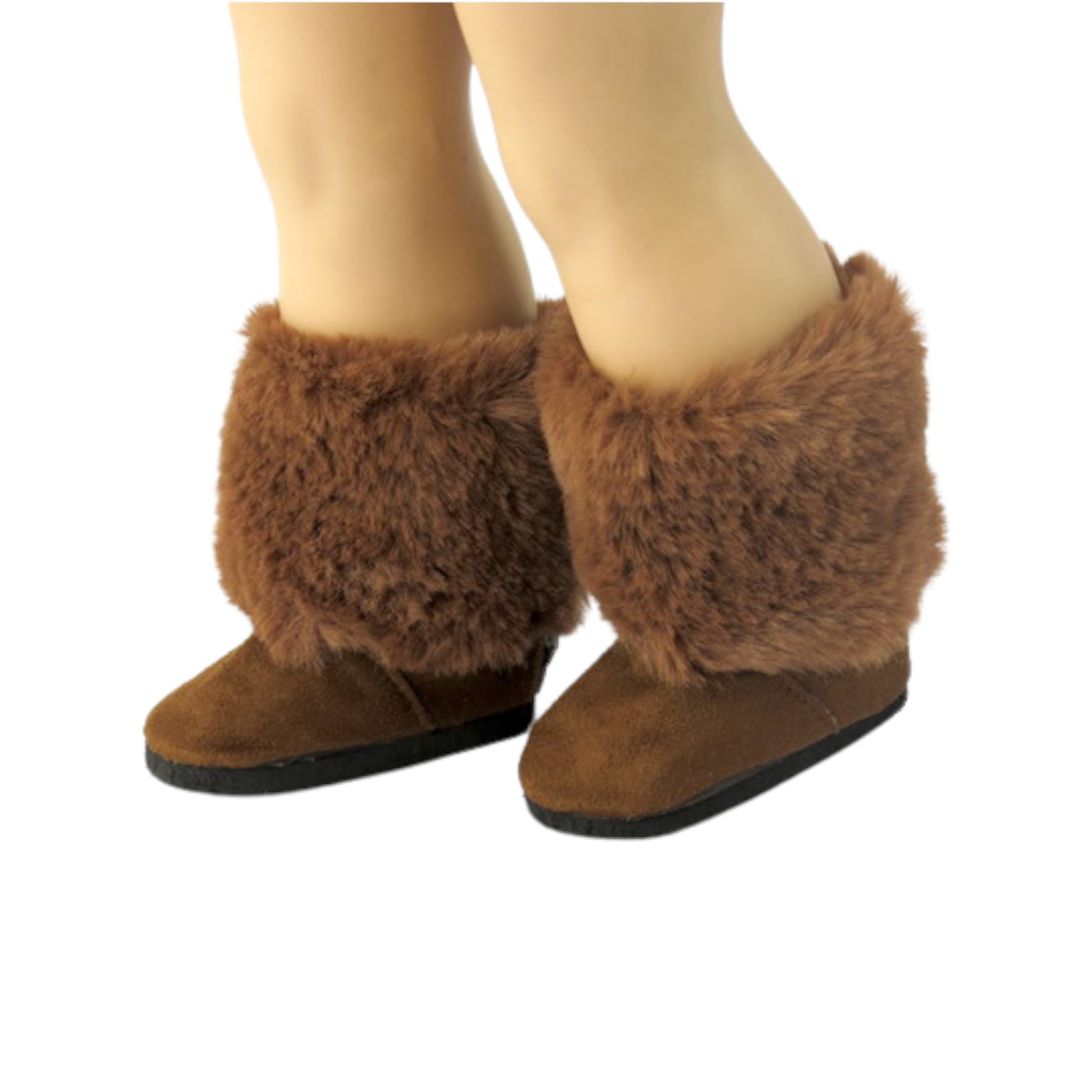 Brown Boots with Brown Fur for 18-inch dolls with doll