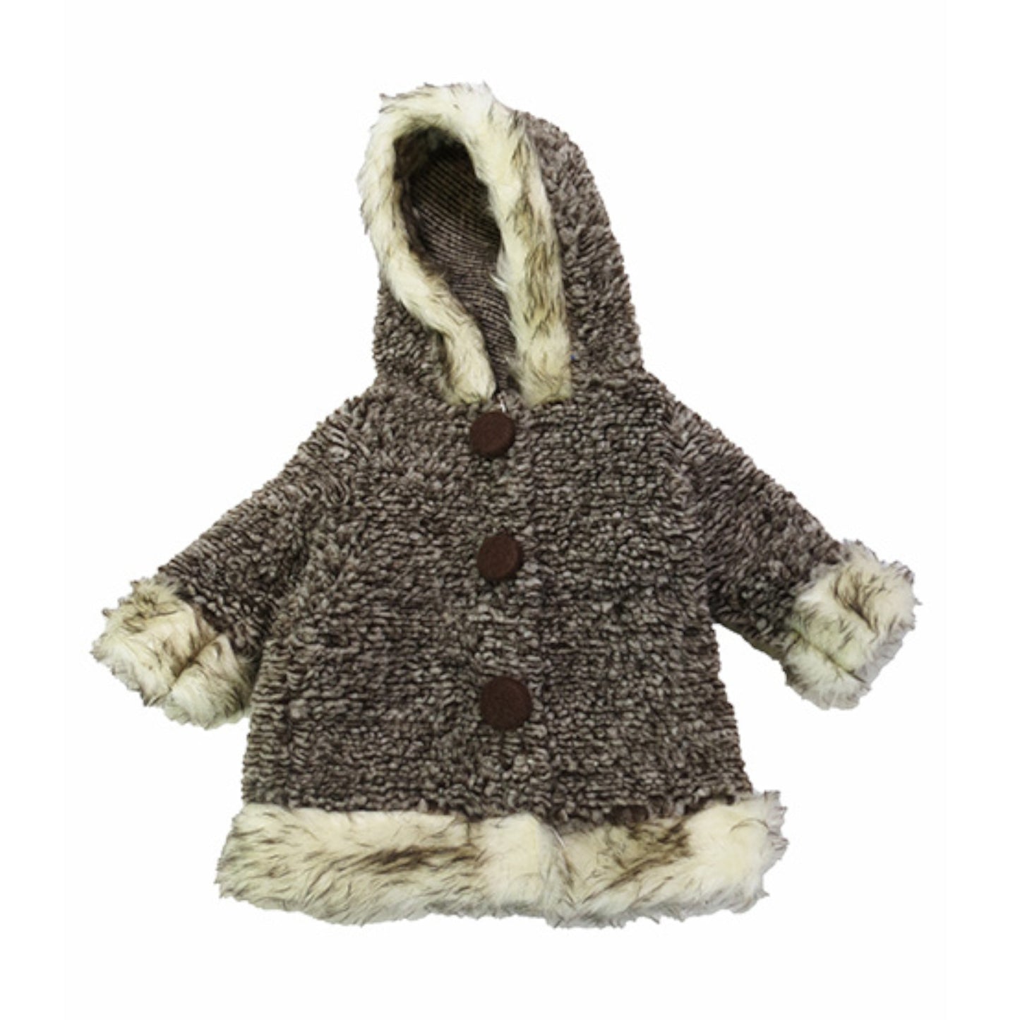 Brown Coat with Faux Fur Trim for 18 inch dolls Flat