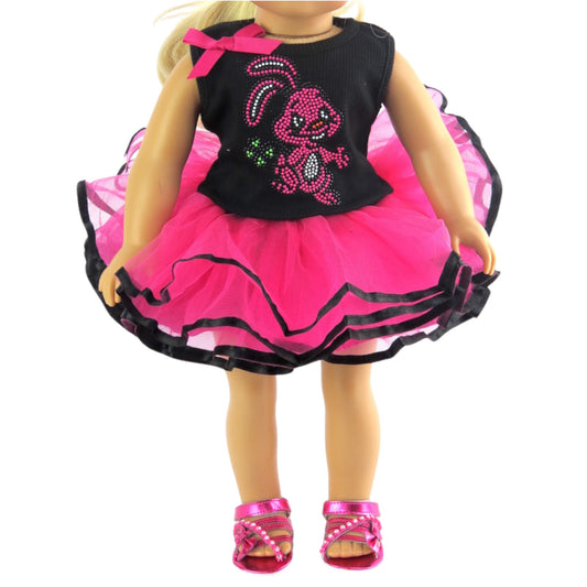 Bunny Tutu Easter Outfit for 18-inch dolls with doll Front view