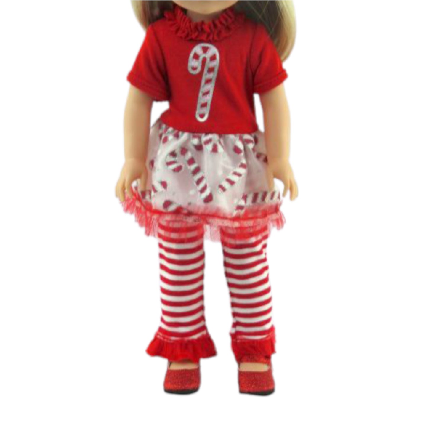 Candy Cane Christmas Outfit for 14 1/2-inch dolls with doll