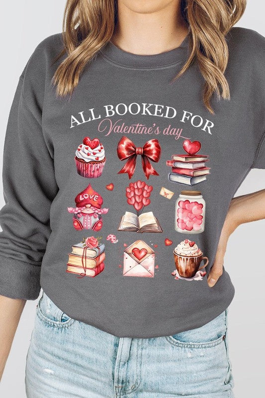 Charcoal All Booked for Valentine's Graphic Sweatshirt