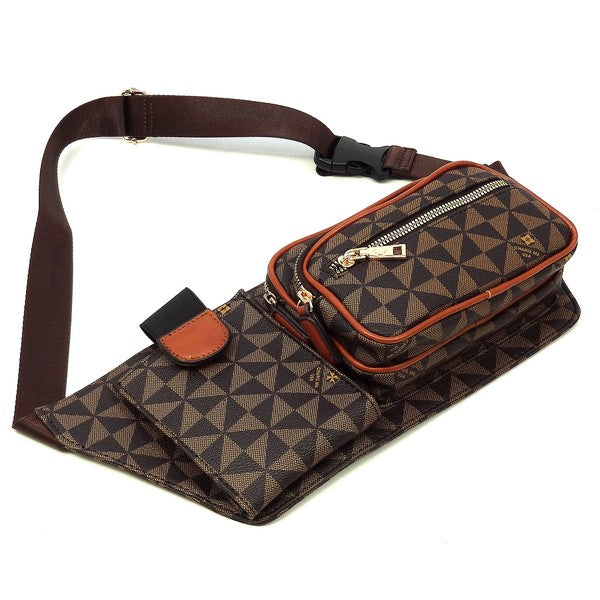 Coffee Tan Monogram Fanny Bag Waist Bag Flat