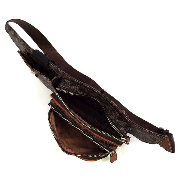 Coffee Tan Monogram Fanny Bag Waist Bag Interior view