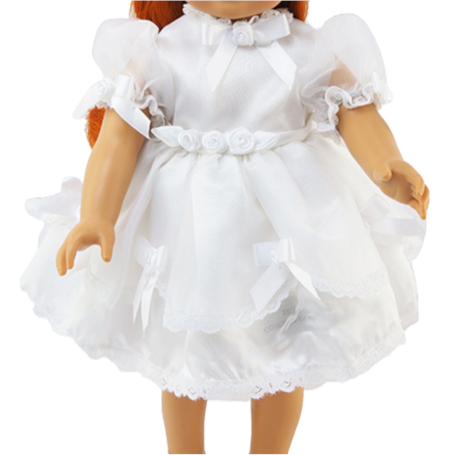 Communion Dress for 18 inch dolls with doll Up Close