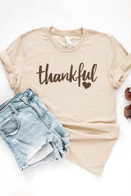 Cream Thankful Heart Graphic Tee