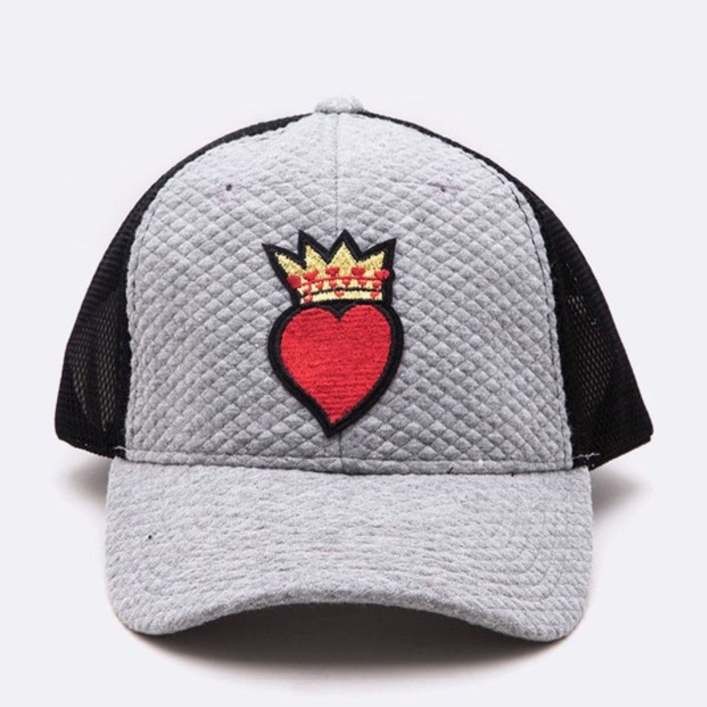 Crown Heart Patch Quilted Cotton Trucker Cap