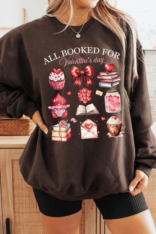 Dark Chocolate All Booked for Valentine's Graphic Sweatshirt