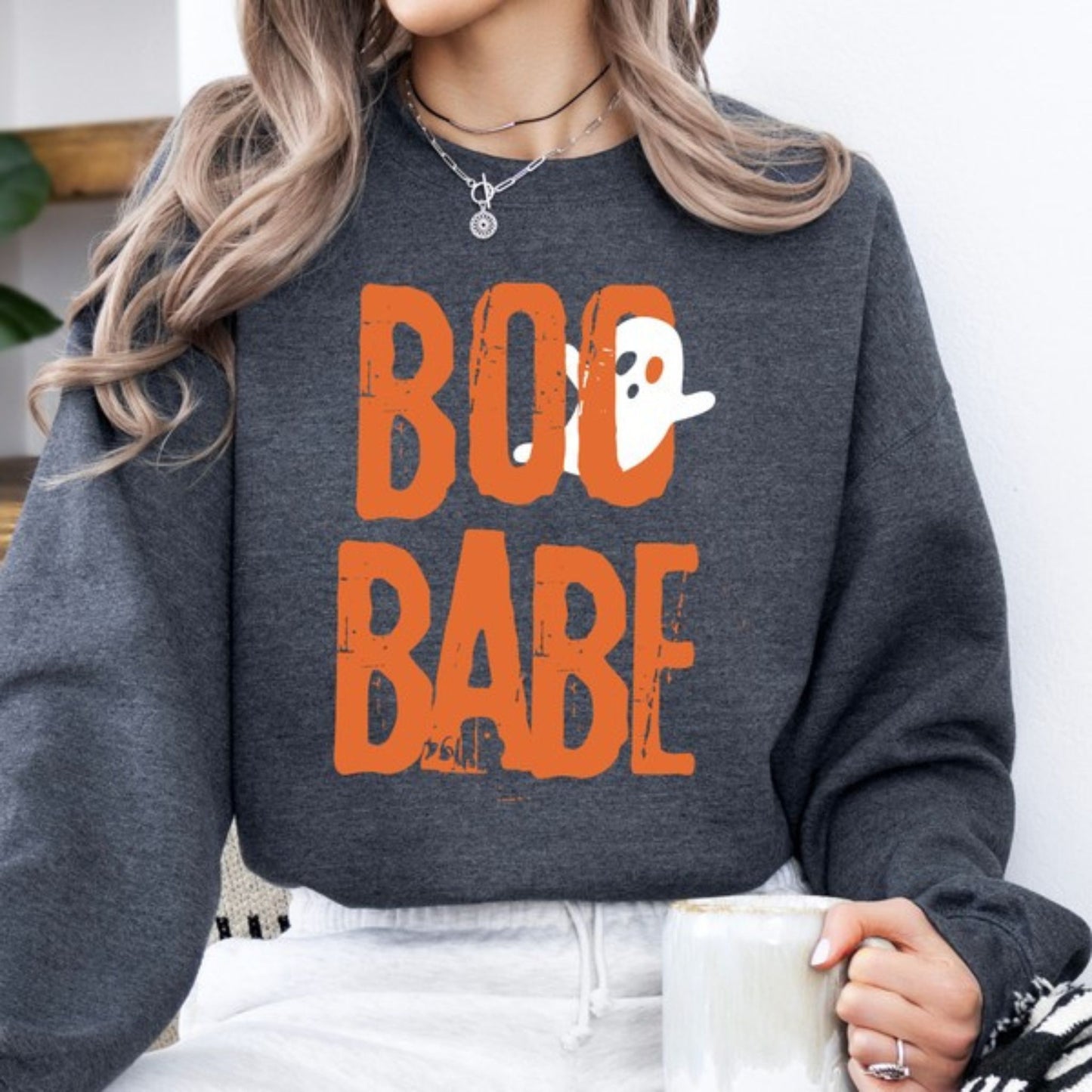 Boo Babe Ghost Halloween Graphic Sweatshirt