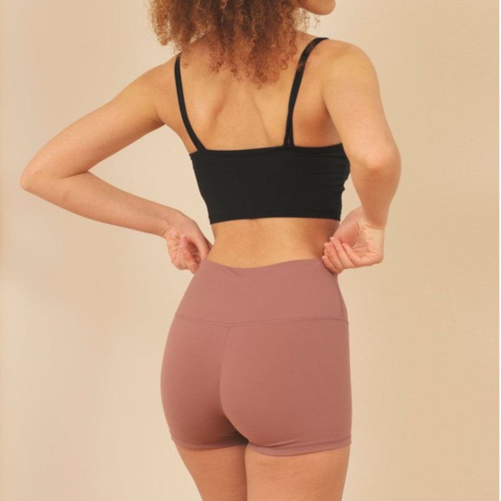 Dusty Rose Naomi Brushed Nylon Training Shorts Back view