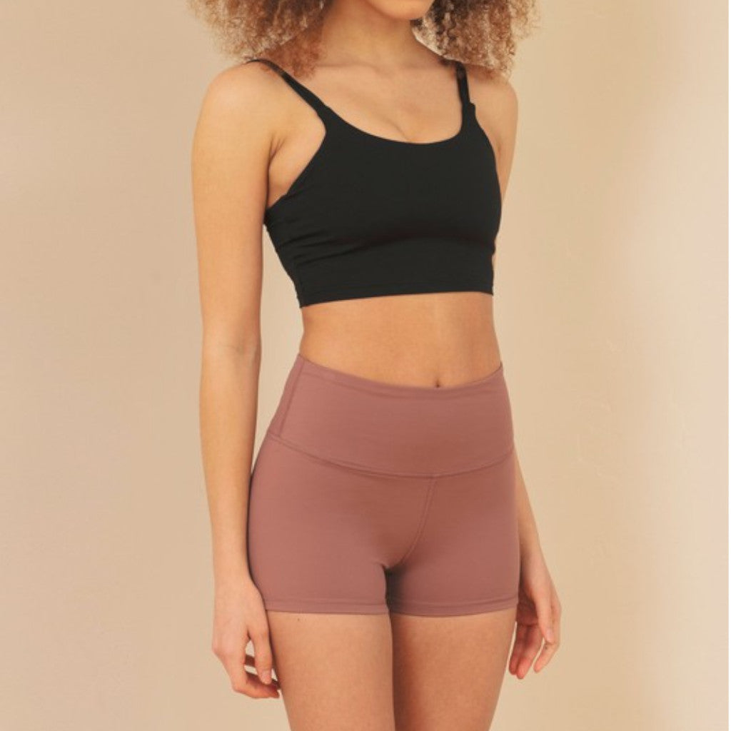 Dusty Rose Naomi Brushed Nylon Training Shorts Front view