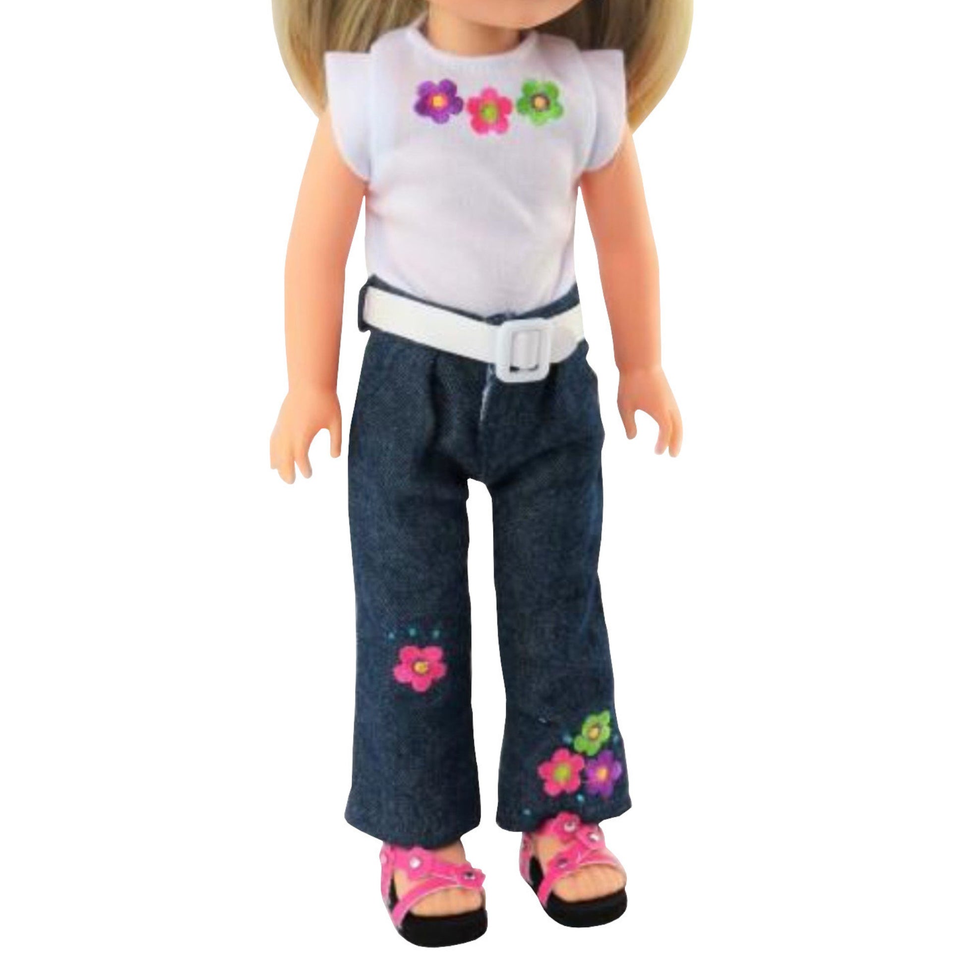 Flower Power Shirt and Jeans for 14 1/2-inch dolls with doll