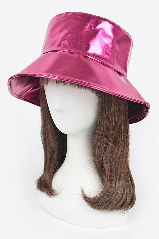 Fuchsia Metallic Iconic Bucket Hat on Mannequin Front view