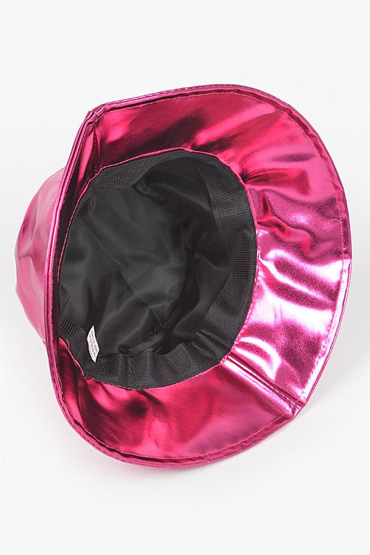 Fuchsia Metallic Iconic Bucket Hat on Mannequin Interior view