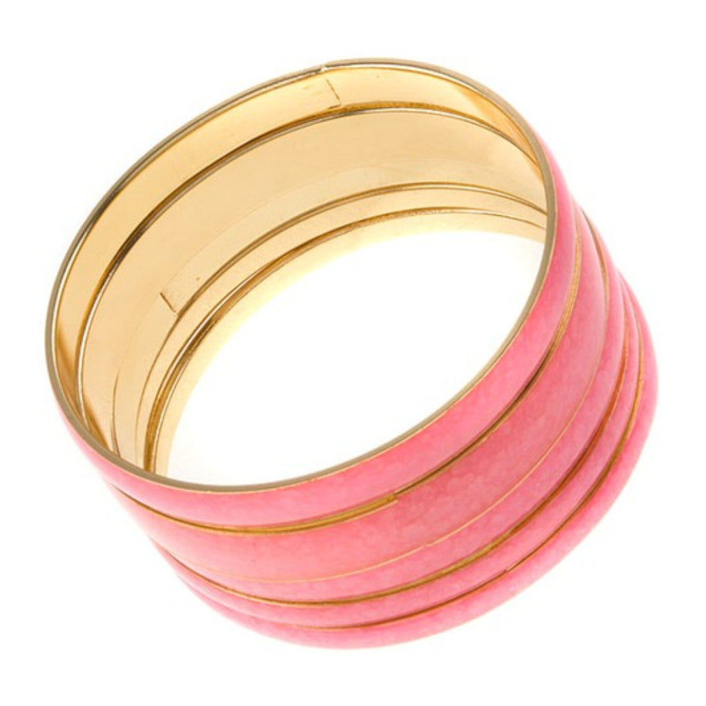 Fuchsia Wide Layered Bangle Bracelet
