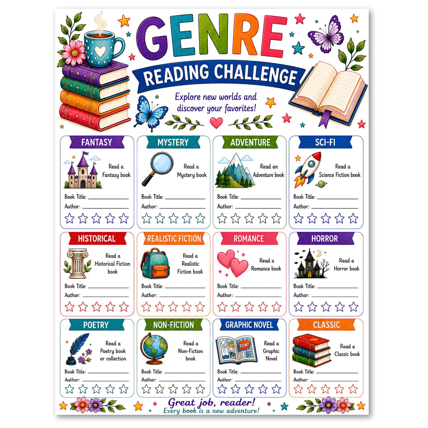 Genre Reading Challenge Printable