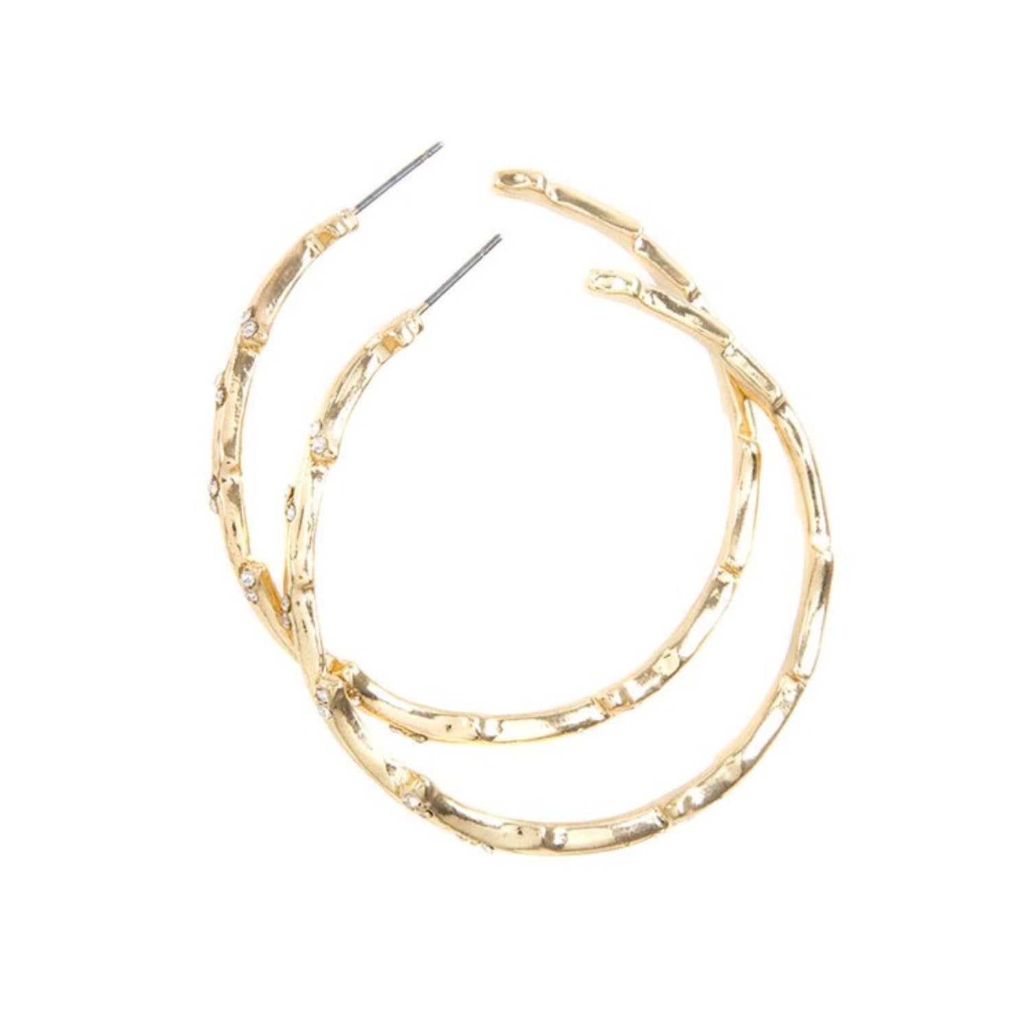 Gold hoop earrings on a white background