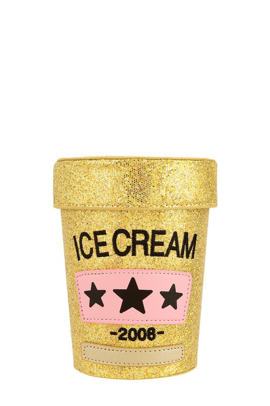 Gold Ice Cream Round Shape Crossbody Bag Front view