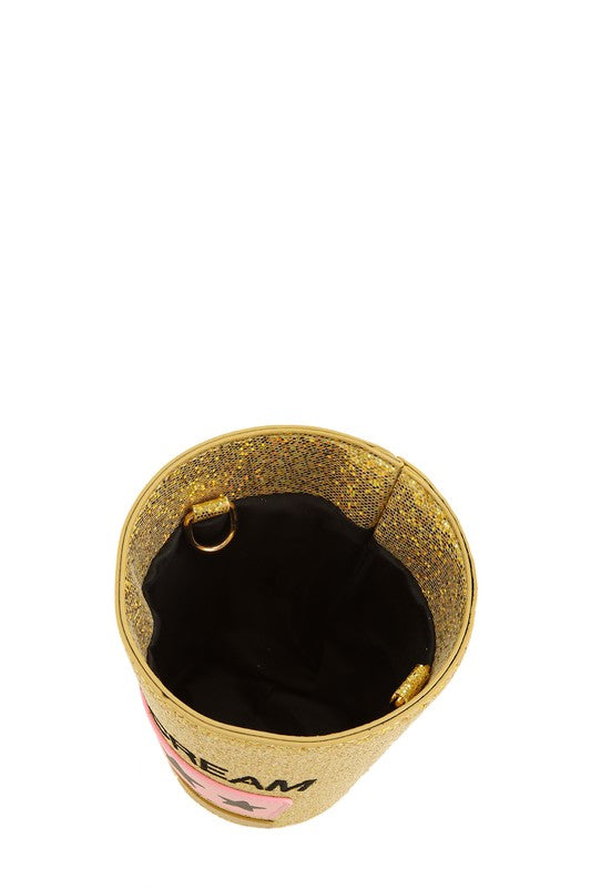 Gold Ice Cream Round Shape Crossbody Bag Interior view