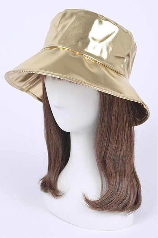 Gold Metallic Iconic Bucket Hat on Mannequin