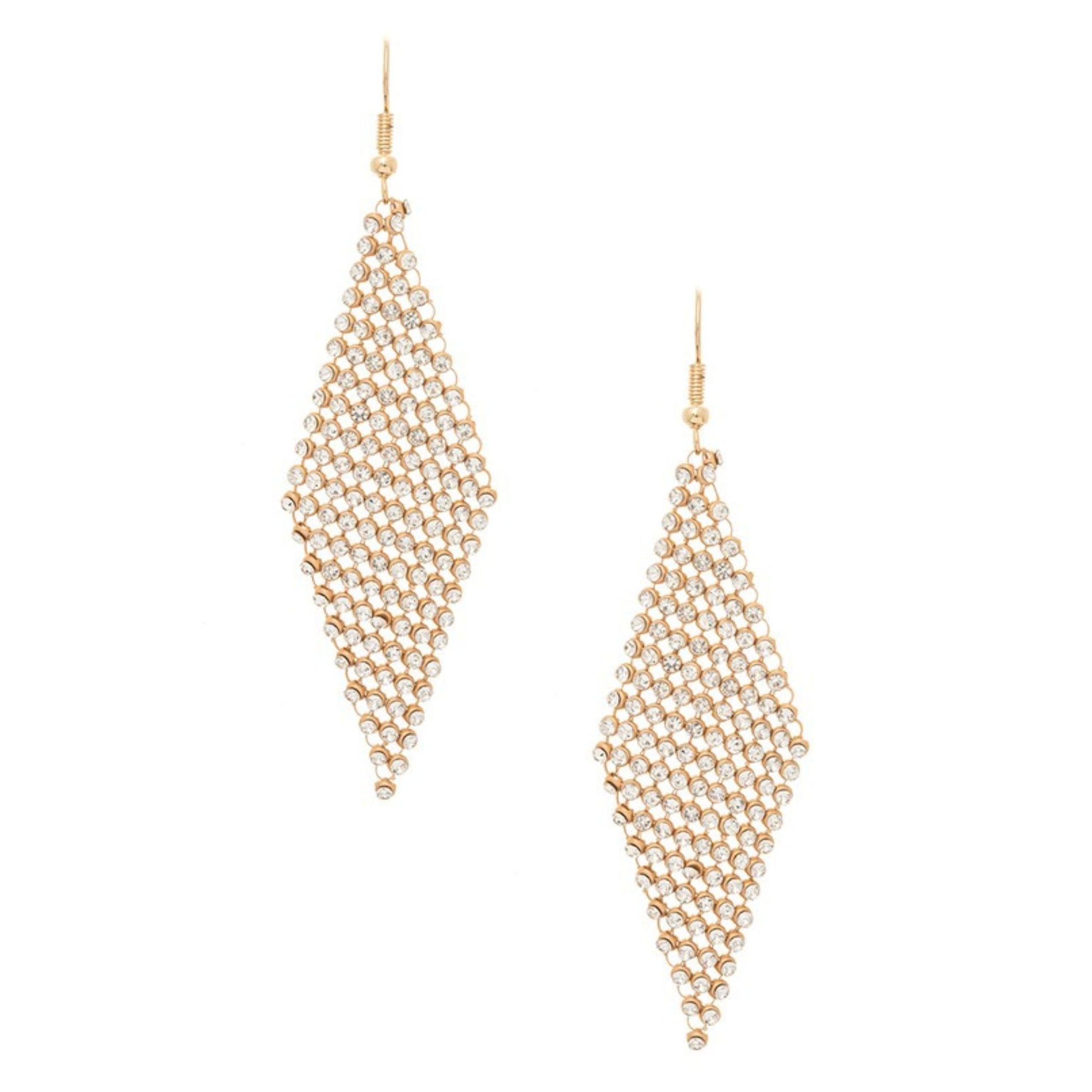 Gold beaded earrings on a white background