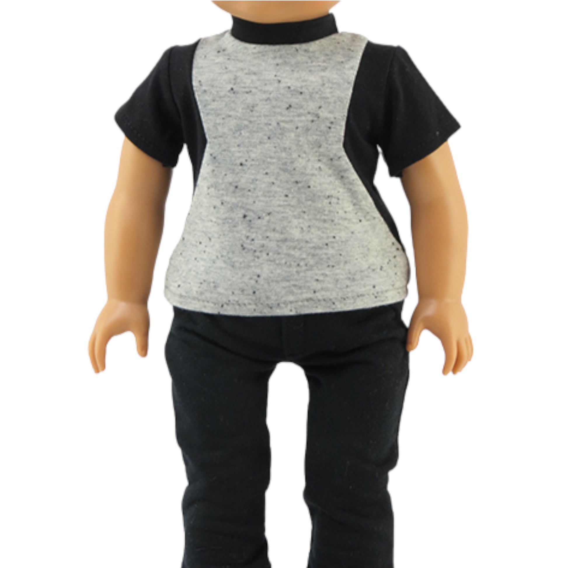 Gray and Black Shirt and Pants for 18-inch dolls with doll Up Close