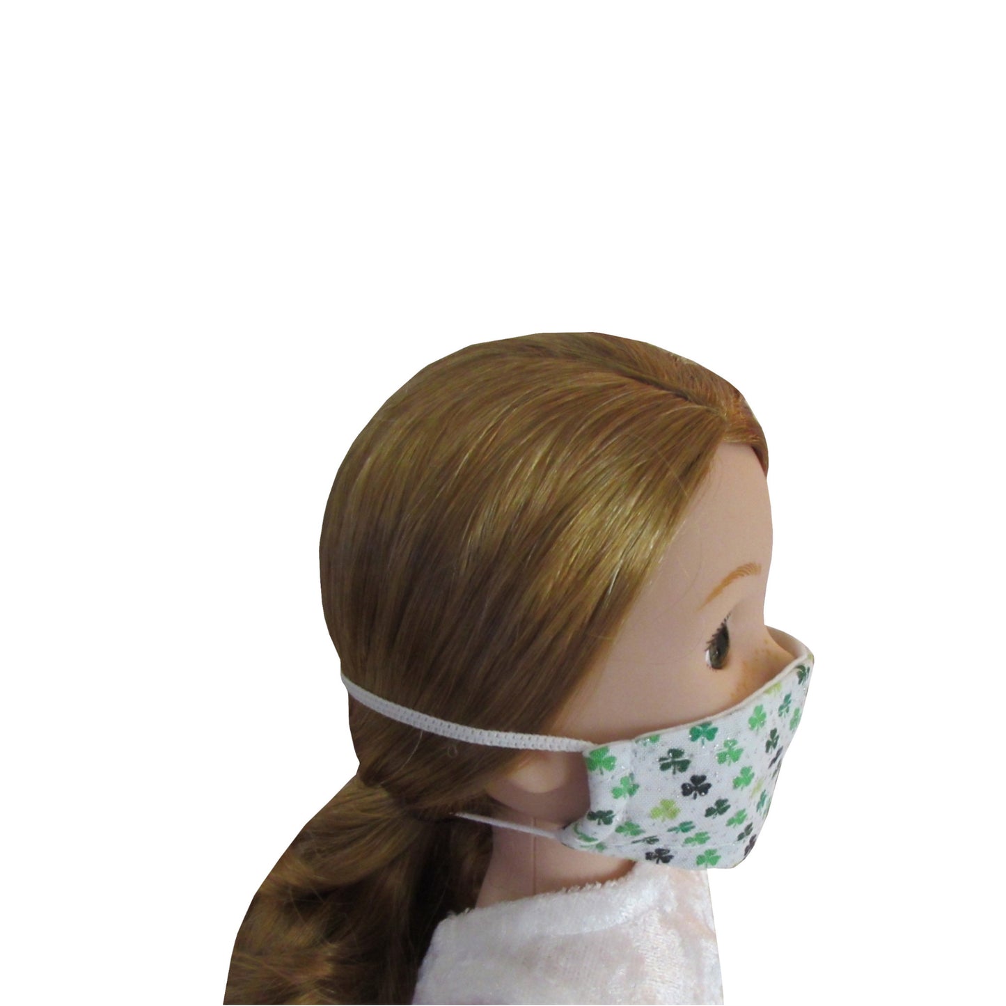 Green Clover Print Doll Face Mask for 14 1/2-inch dolls