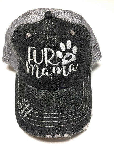Grey Fur Mama Embroidered Trucker Hat Front view