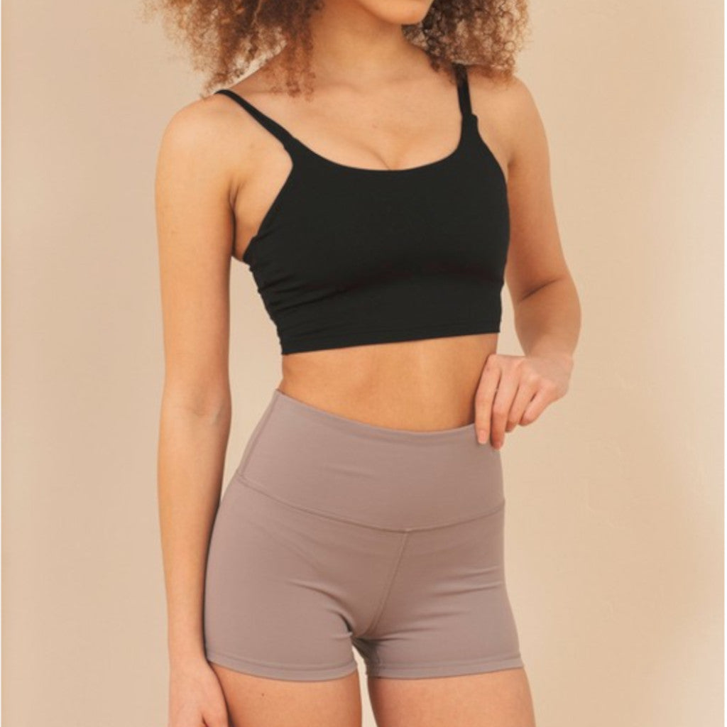 Grey Naomi Brushed Nylon Training Shorts Front view