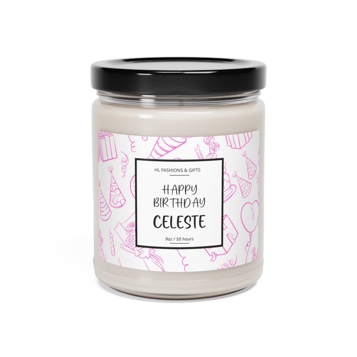 Custom Happy Birthday Soy Candle - Pink Label