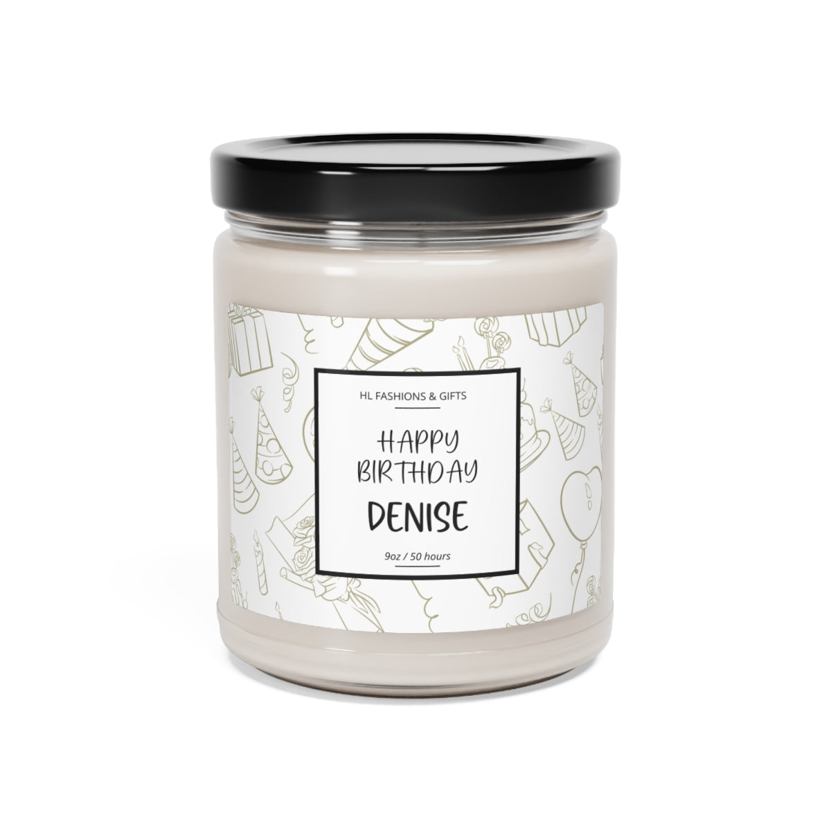 Custom Happy Birthday Soy Candle - Sage Green Label
