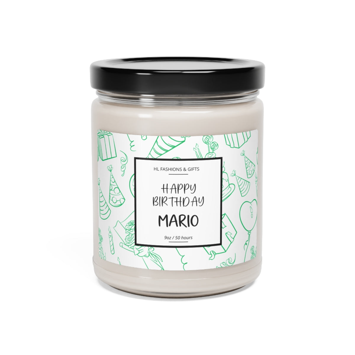 Custom Happy Birthday Soy Candle - Green Label