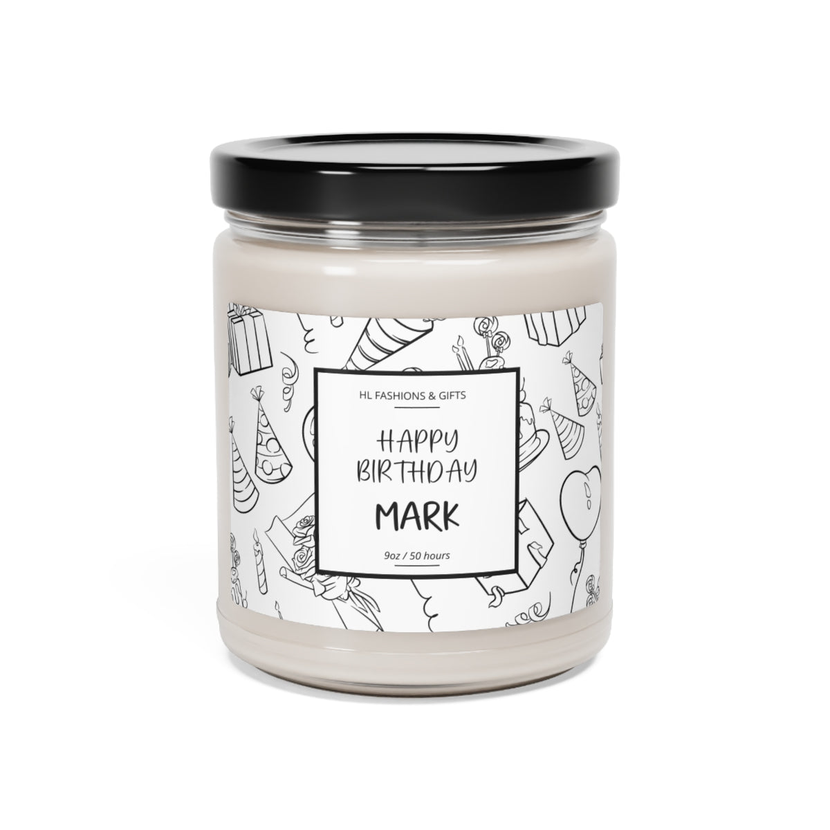 Custom Happy Birthday Soy Candle - Black Label