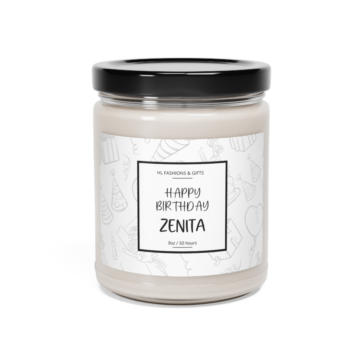 Custom Happy Birthday Soy Candle - Soft Gray Label