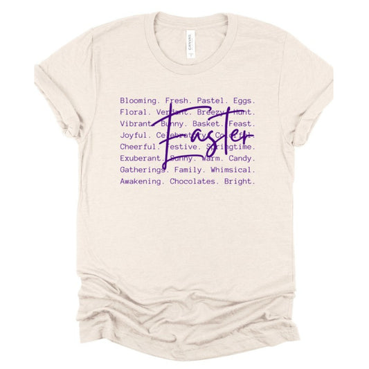 Heather Dust Easter Words Printed Graphic Tee Plus