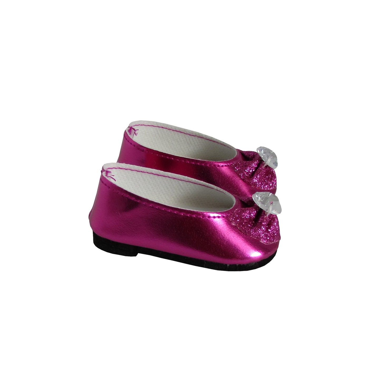 Hot Pink Glitter Bow Flats for 18-inch dolls Right