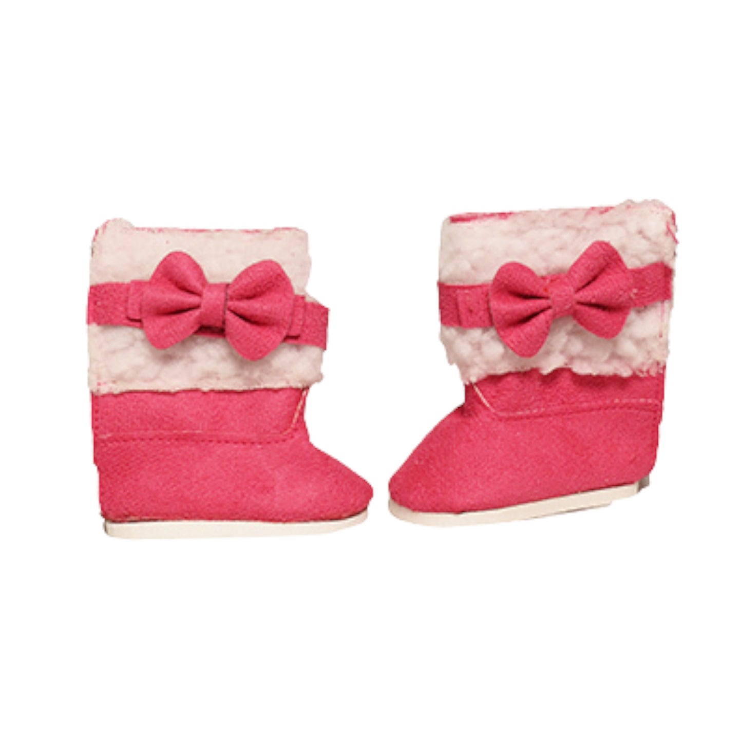 Hot Pink Furry Bow Boots for 18-inch dolls