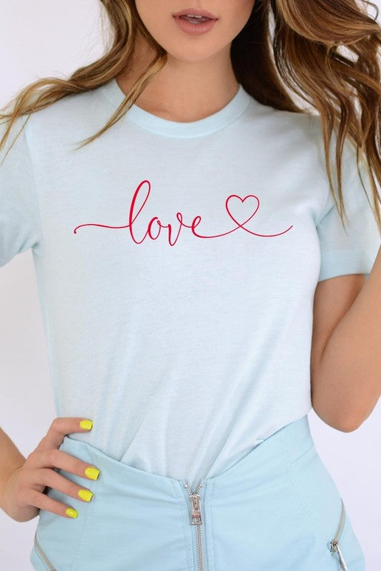 Ice Blue Love With Heart Graphic Tee