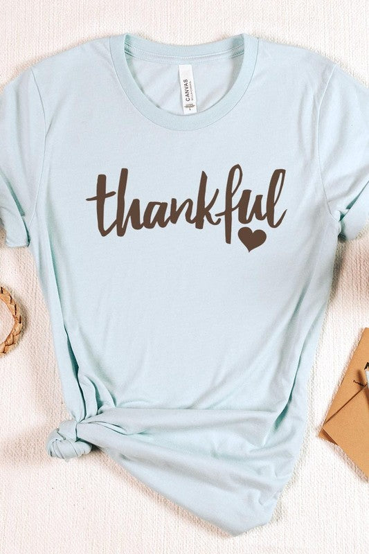 Ice Blue Thankful Heart Graphic Tee