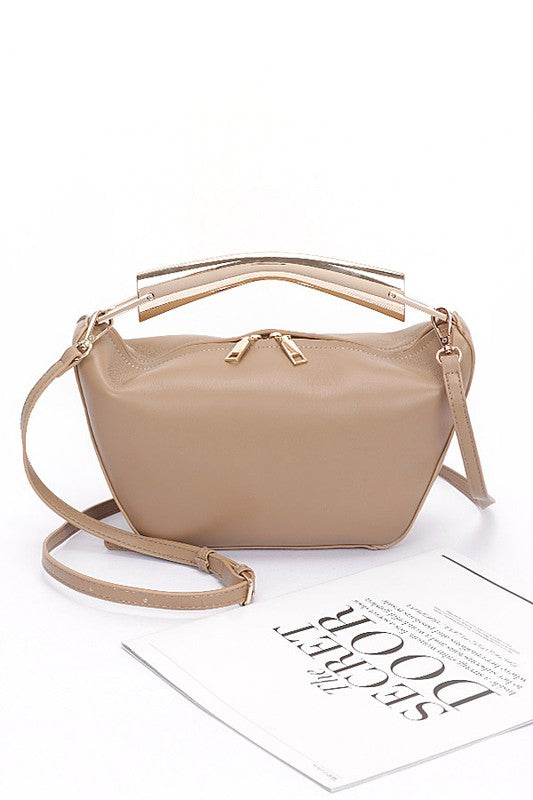 Khaki Gold Bar Handle Iconic Swing Bag Front view