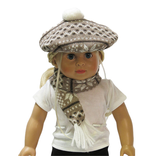 Knit Hat and Scarf for 18-inch dolls with doll Up Close