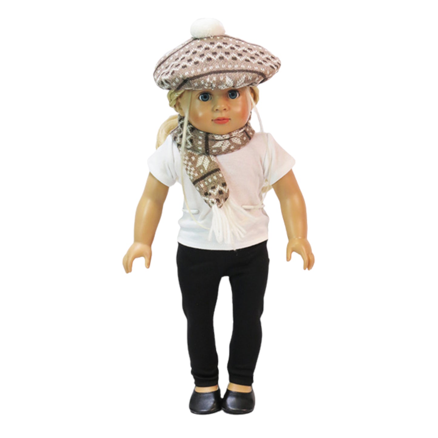 Knit Hat and Scarf for 18-inch dolls with doll