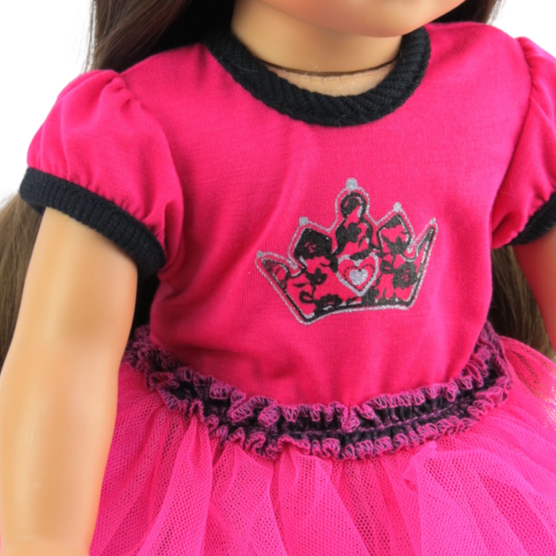 Lace Princess Pants Set for 18 inch dolls with doll Side view Up Close