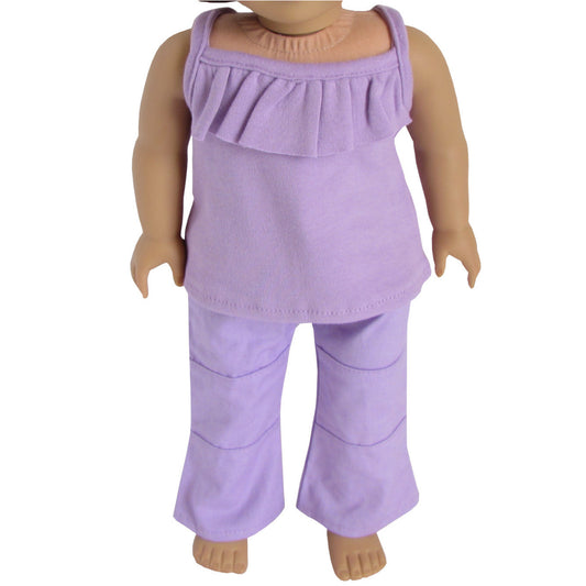 Lavender Tank Top and Pants for 18-inch dolls with doll