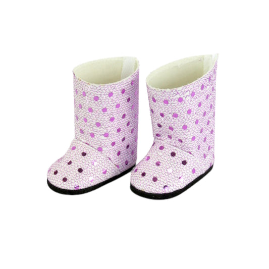 Lavender Sequin Mesh Boots for 18-inch dolls