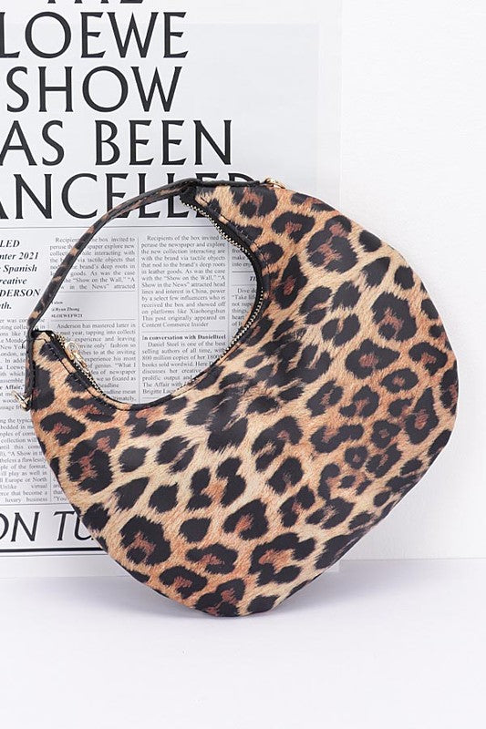 Leopard Print Top Handle Circle Swing Bag Bottom view