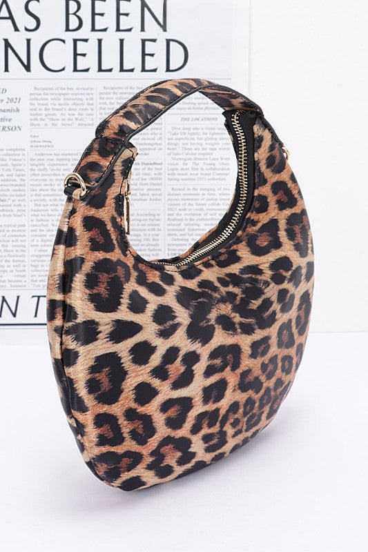 Leopard Print Top Handle Circle Swing Bag Side view