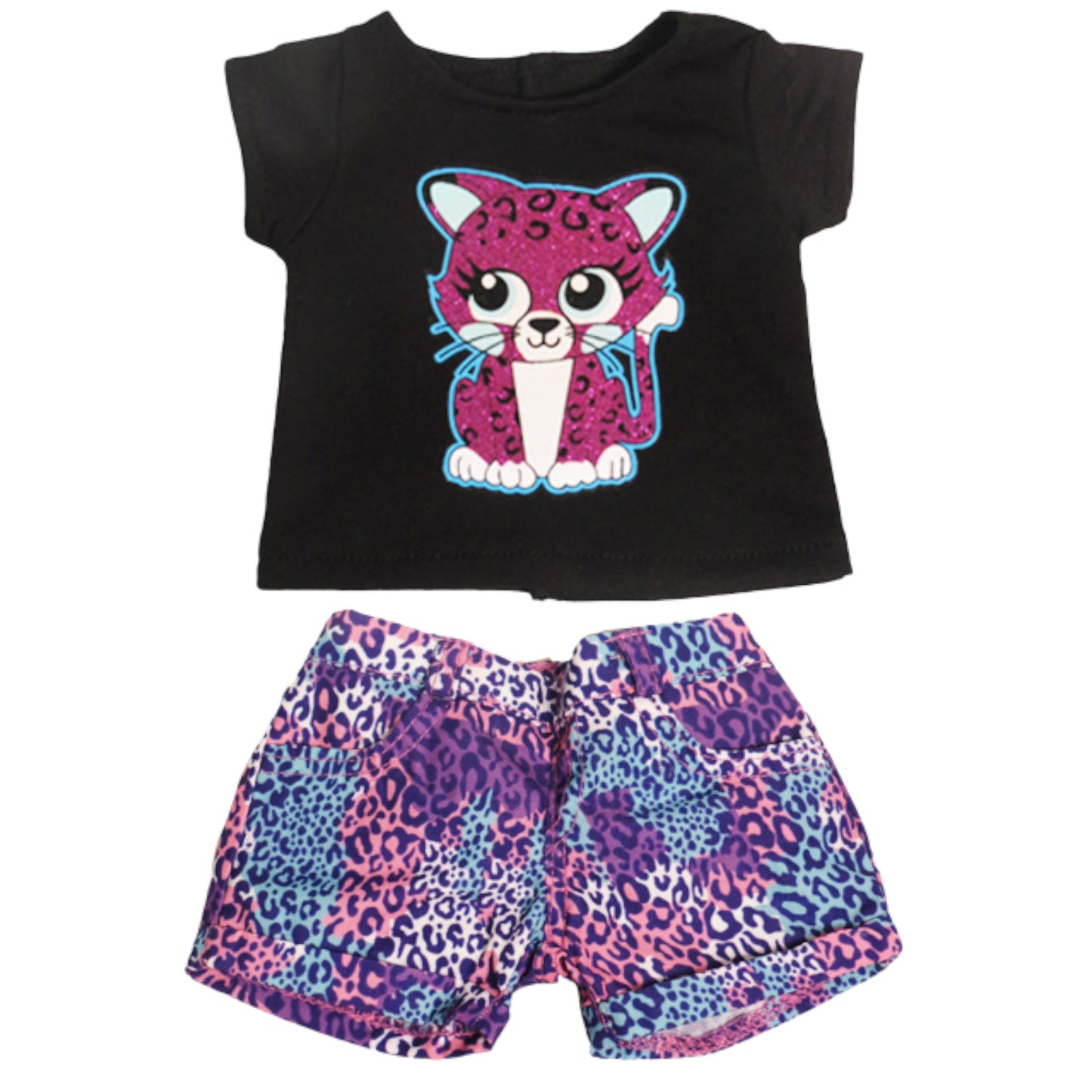 Leopard Sparkly Cat Outfit for 18-inch dolls Flat