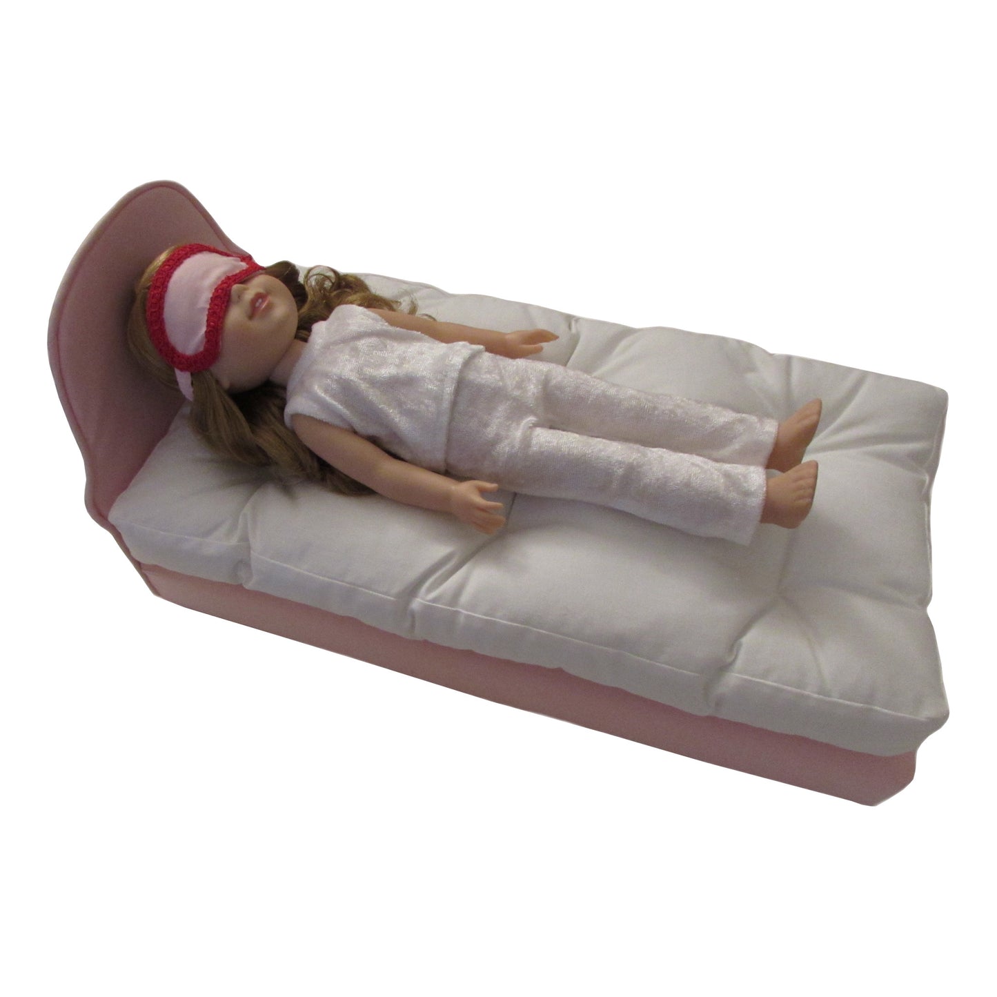 Light Pink Doll Sleep Mask, Light Pink Doll Bed, Doll, White Pajamas for 14 /2-inch dolls