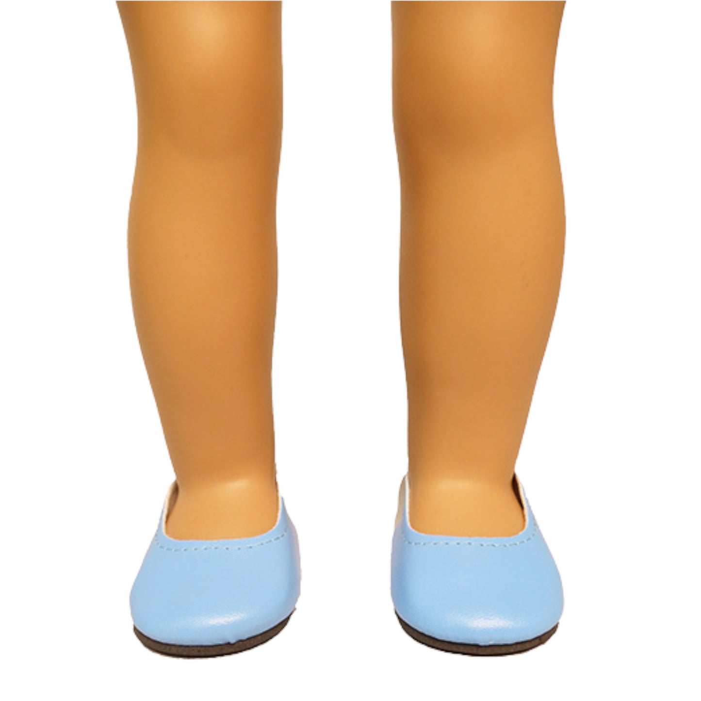 Light Blue Slip On Shoes for 18-inch dolls with doll