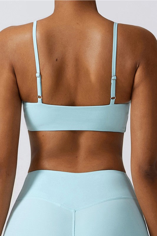 Light Blue Outside Wear Quick-Drying Sports Bra Back view